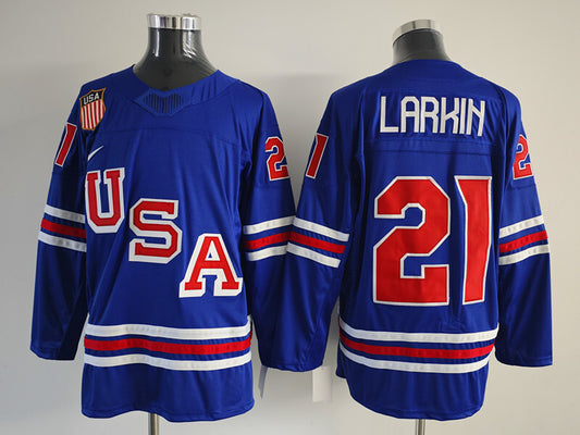 Men's United States Hockey Dylan Larkin #21 Royal 2026 Winter Olympics Jersey