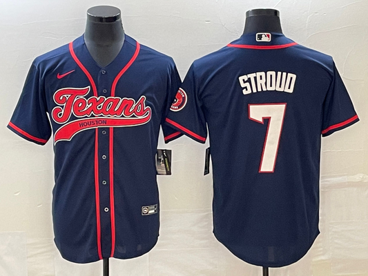 Men's Houston Texans C.J. Stroud #7 Navy Game Jersey1 Joint Edition