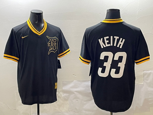 Men's Detroit Tigers Colt Keith #33 Black Replica Player Jersey1