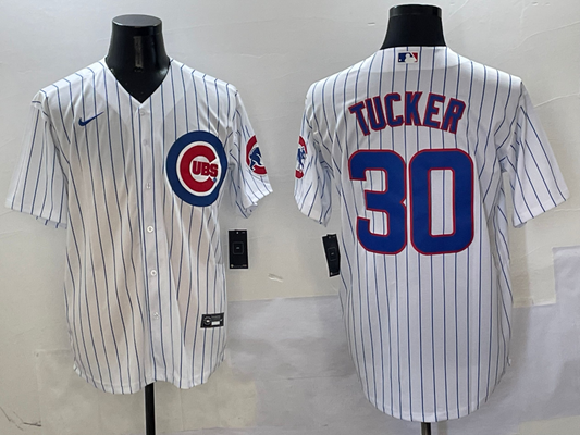 Men's Chicago Cubs Kyle Tucker #30 White Home Replica Player Jersey1
