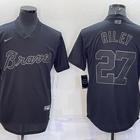 Men's Atlanta Braves Austin Riley #27 Black Replica Baseball Jersey1