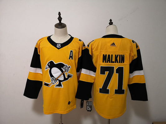 Men's Pittsburgh Penguins Evgeni Malkin #71 Gold Game Jersey1