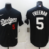 Men's Los Angeles Dodgers1 Freddie Freeman #5 Black Stitched Jersey
