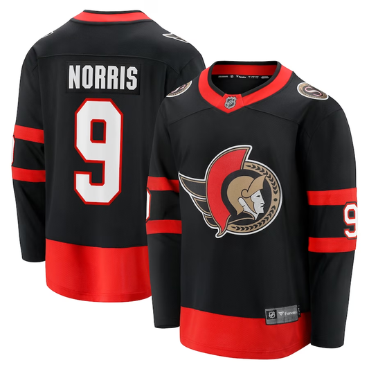 Men's Ottawa Senators Josh Norris #9 Black Player Jersey1