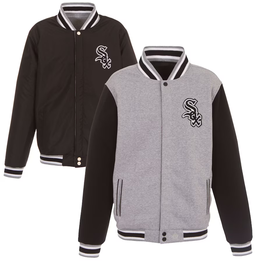 Men's Chicago White Sox JH Design Reversible Fleece Full-Snap Jacket