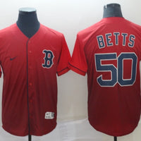 Men's Boston Red Sox Mookie Betts #50 Red Replica Player Jersey1