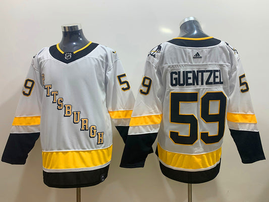 Men's Pittsburgh Penguins Jake Guentzel #59 White Player Game Jersey1
