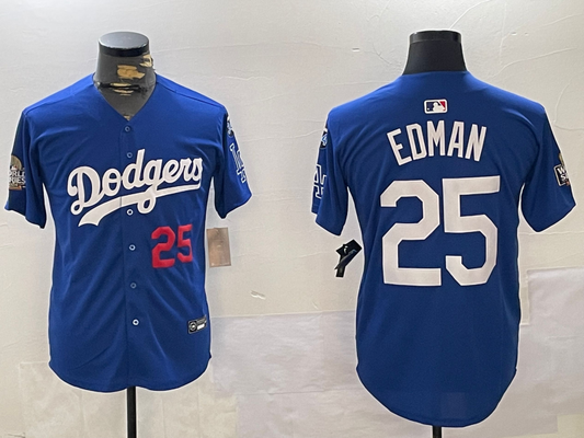 Men's Los Angeles Dodgers Tommy Edman #25 Royal Replica Player Jersey1