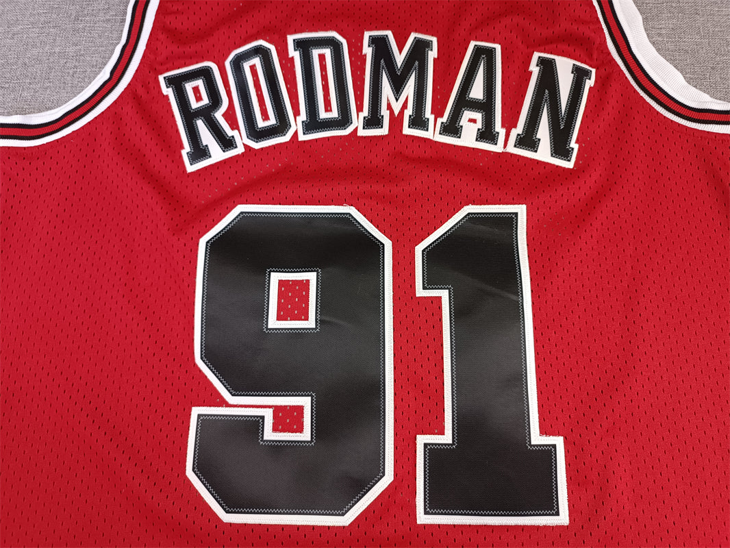 Men's Chicago Bulls Dennis Rodman Red 1997-98 Hardwood Classics Swingman Jersey1