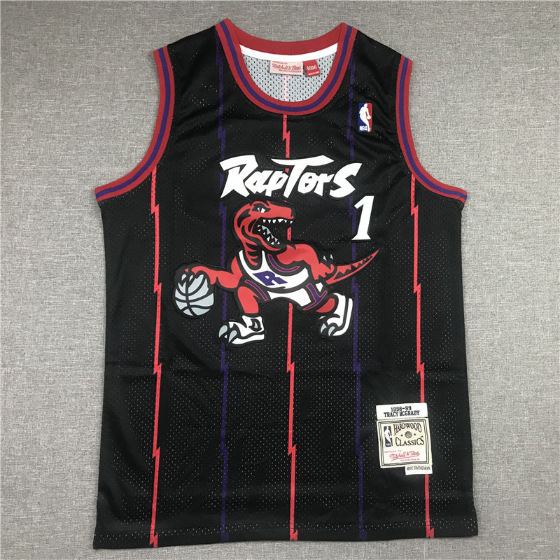 Men's Toronto Raptors Tracy McGrady 1998-99 Black Hardwood Classics Swingman Jersey1