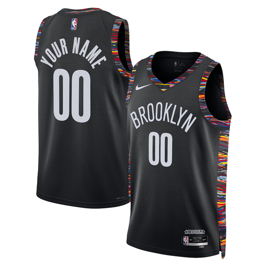 Men's Brooklyn Nets Black 2025/26 City Edition Swingman Custom Jersey