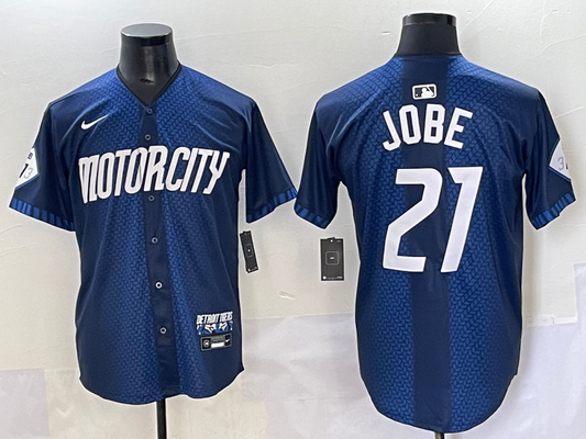 Men's Detroit Tigers Jackson Jobe #21 Navy City Connect Limited Player Jersey