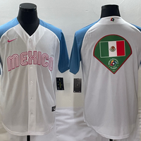 Men's 2023 World Baseball Classic Mexico White/Blue Player Jersey1