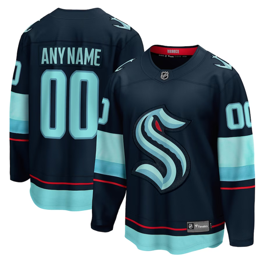 Men's Seattle Kraken Navy Home Breakaway Custom Jersey1