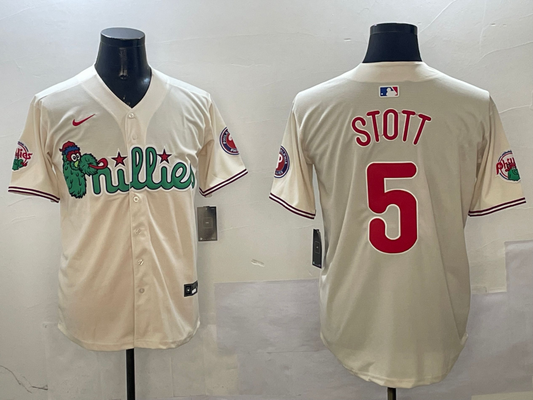 Men's Philadelphia Phillies Bryson Stott #5 Cream Replica Team Jersey1