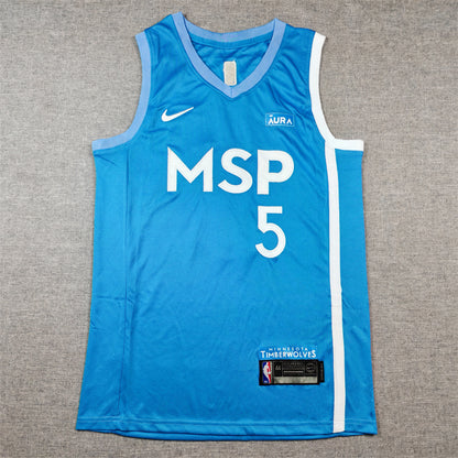 Men's Minnesota Timberwolves Anthony Edwards #5 Blue Swingman Jersey1