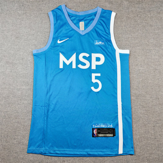 Men's Minnesota Timberwolves Anthony Edwards #5 Blue Swingman Jersey1