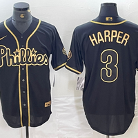 Men's Philadelphia Phillies Bryce Harper #3 Black Fashion Stitched Jersey1