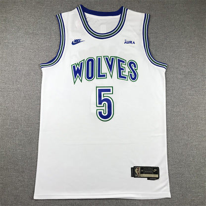 Men's Minnesota Timberwolves Anthony Edwards #5 White Swingman Jersey1