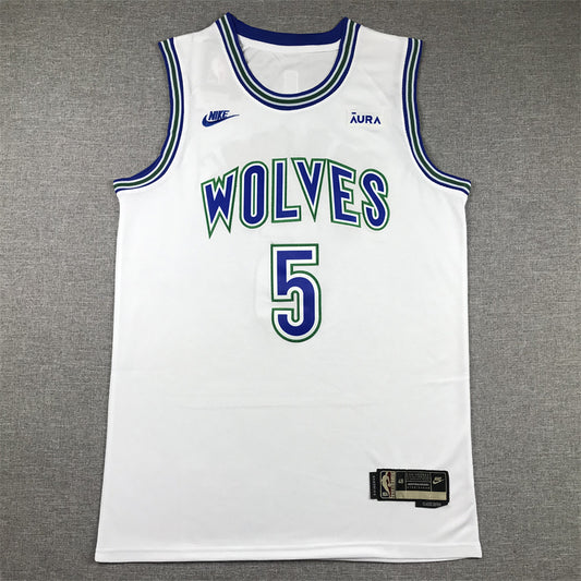 Men's Minnesota Timberwolves Anthony Edwards #5 White Swingman Jersey1
