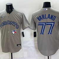 Men's Toronto Blue Jays Louis Varland #77 Gray Replica Player Jersey