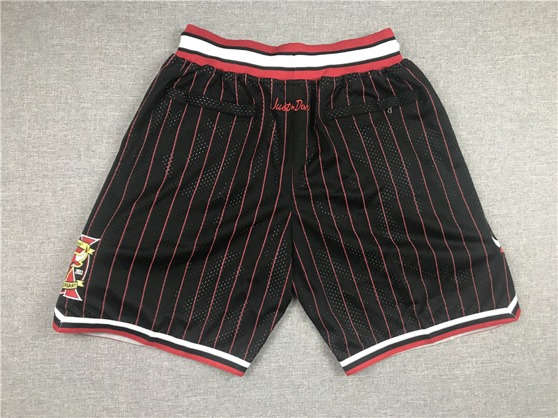 Men's Chicago Bulls Black/Red 1996-97 Hardwood Classics Authentic Basketball Shorts1