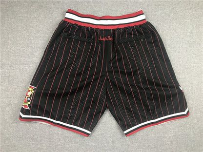 Men's Chicago Bulls Black/Red 1996-97 Hardwood Classics Authentic Basketball Shorts1