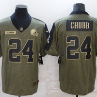 Men's Cleveland Browns Nick Chubb #24 Olive Game Player Jersey1
