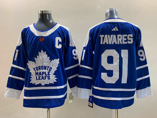 Men's Toronto Maple Leafs John Tavares #91 Blue Breakaway Player Jersey1