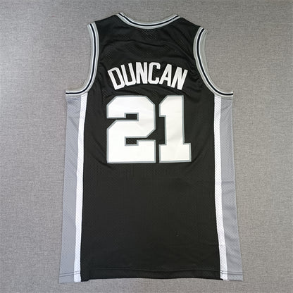 Men's San Antonio Spurs Tim Duncan Black Big & Tall Hardwood Classics Jersey1