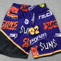 Men's Phoenix Suns Purple Graffiti Edition Pocket Shorts1