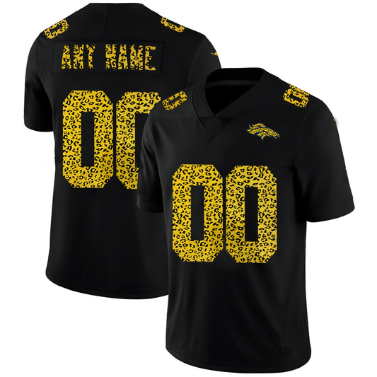 Custom1 Denver Broncos Leopard Print Fashion Vapor Limited Jersey1 Black Stitched Jersey1  American Football Jerseys