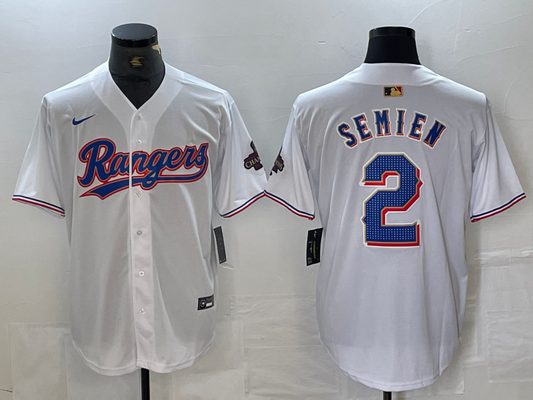 Men's Texas Rangers Marcus Semien #2 White 2024 Gold Collection Limited Player Jersey1