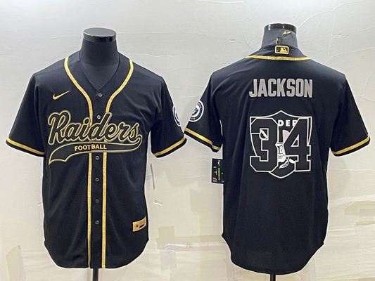 Men's Las Vegas Raiders Bo Jackson #34 Black Player Game Jersey1 Joint Edition