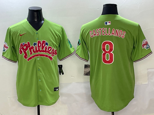 Men's Philadelphia Phillies Nick Castellanos #8 Green Player Jersey1