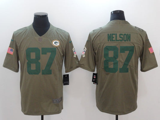 Men's Green Bay Packers Jordy Nelson #87 Brown Game Jersey1