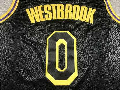 Men's Los Angeles Lakers Russell Westbrook Black City Edition Swingman Jersey1