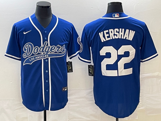 Men's Los Angeles Dodgers Clayton Kershaw #22 Royal Player Jersey1 Joint Edition