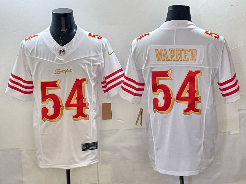 Men's San Francisco 49ers Fred Warner #54 White 2025 Rivalries Collection Game Jersey