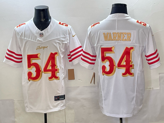 Men's San Francisco 49ers Fred Warner #54 White 2025 Rivalries Collection Game Jersey