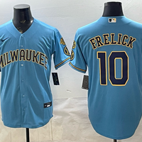 Men's Milwaukee Brewers Sal Frelick #10 Light Blue Road Replica Jersey