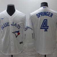 Men's Toronto Blue Jays George Springer #4 White Replica Baseball Jersey1