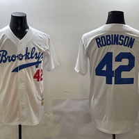 Men's Los Angeles Dodgers Jackie Robinson #42 White Cooperstown Collection Player Jersey1