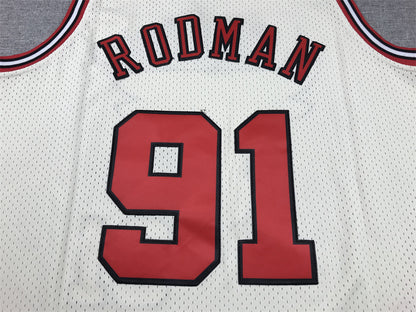 Men's Chicago Bulls Dennis Rodman #91 Cream Hardwood Classics Swingman Jersey1
