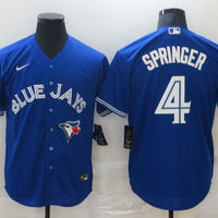 Men's Toronto Blue Jays1 George Springer #4 Blue Replica Baseball Jersey
