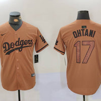 Men's Los Angeles Dodgers Shohei Ohtani #17 Brown Game Jersey1