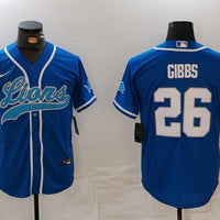 Men's Detroit Lions Jahmyr Gibbs #26 Blue Game Jersey1