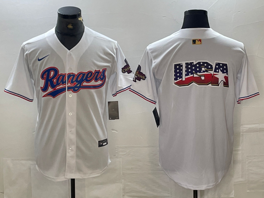Men's Texas Rangers White 2024 Gold Collection Limited Jersey1