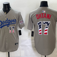 Men's Los Angeles Dodgers Shohei Ohtani #17 Gray USA 250 Fourth of July Home Stadium Jersey