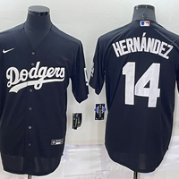 Men's Los Angeles Dodgers Enrique Hernandez #14 Black Replica Baseball Jersey1